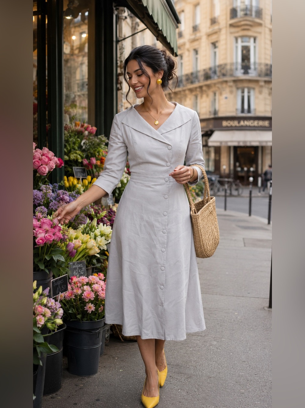 Sophisticated Slimming Lavender Linen Vibes Women's Dress #111